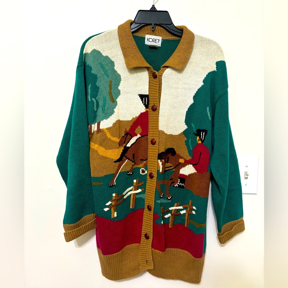 Vintage Koret Equestrian Horse Riding Cardigan Cottagecore 90s